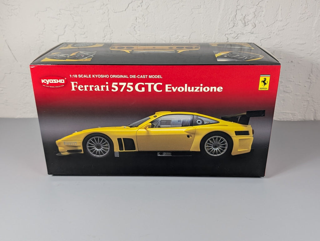 Kyosho 1:18 Ferrari 575 GTC Evoluzione Yellow 08392C Diecast Race Car with Box