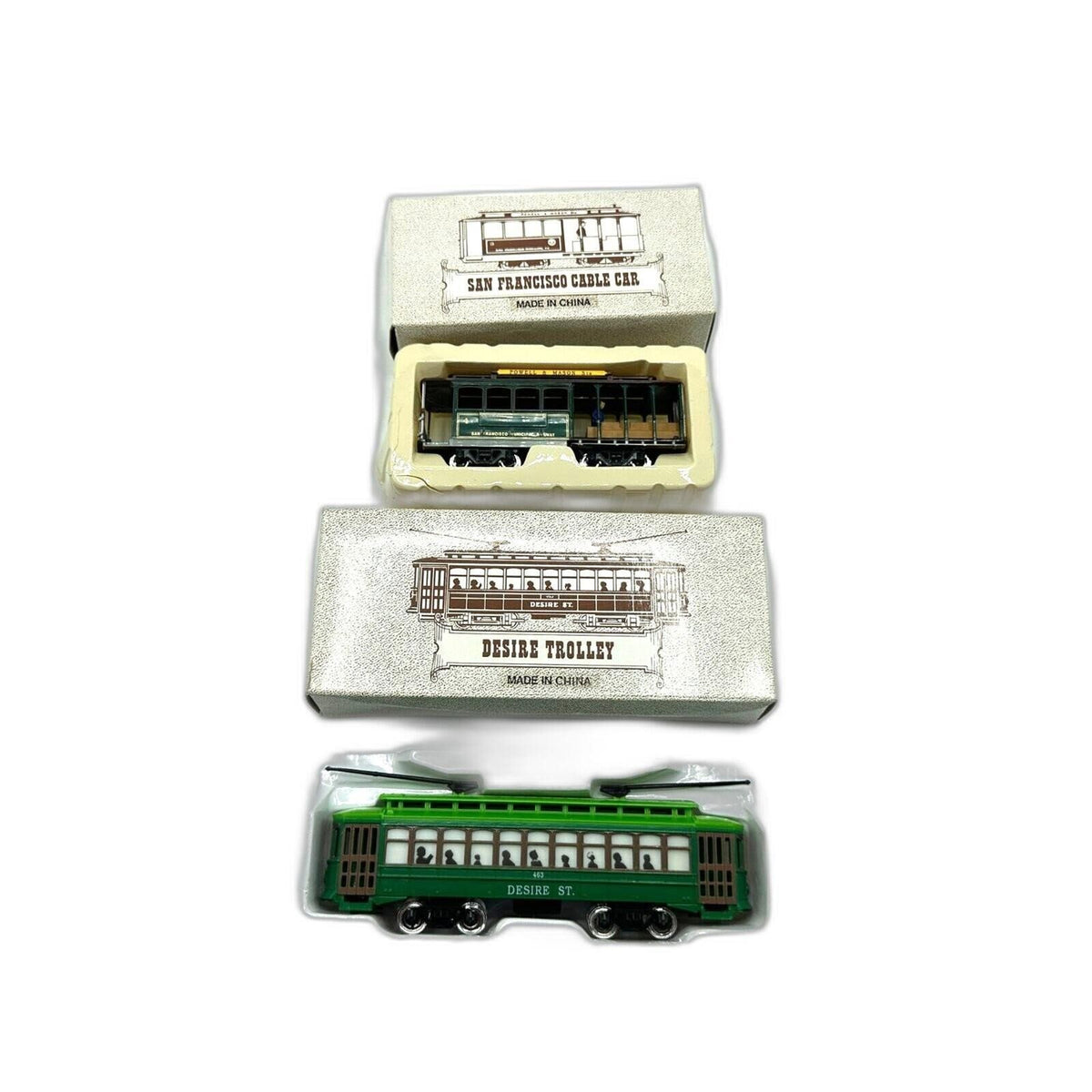 Vintage Lot of 2 Trolley Cable Cars San Francisco Powell Mason & Desire St. Box