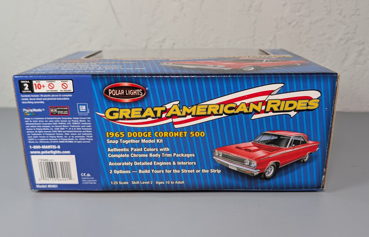 Polar Lights 1965 Dodge Coronet 500 Black 1:25 Snap Kit Great American Rides