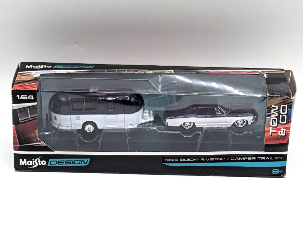 Maisto Design Tow & Go 1965 Buick Riviera & Camper Trailer 1:64 Die-Cast #11368