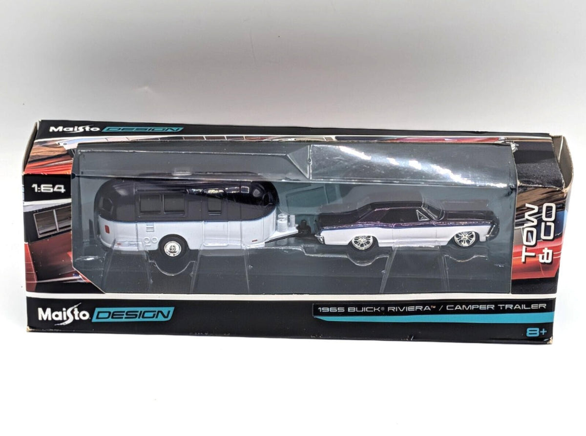Maisto Design Tow & Go 1965 Buick Riviera & Camper Trailer 1:64 Die-Cast #11368