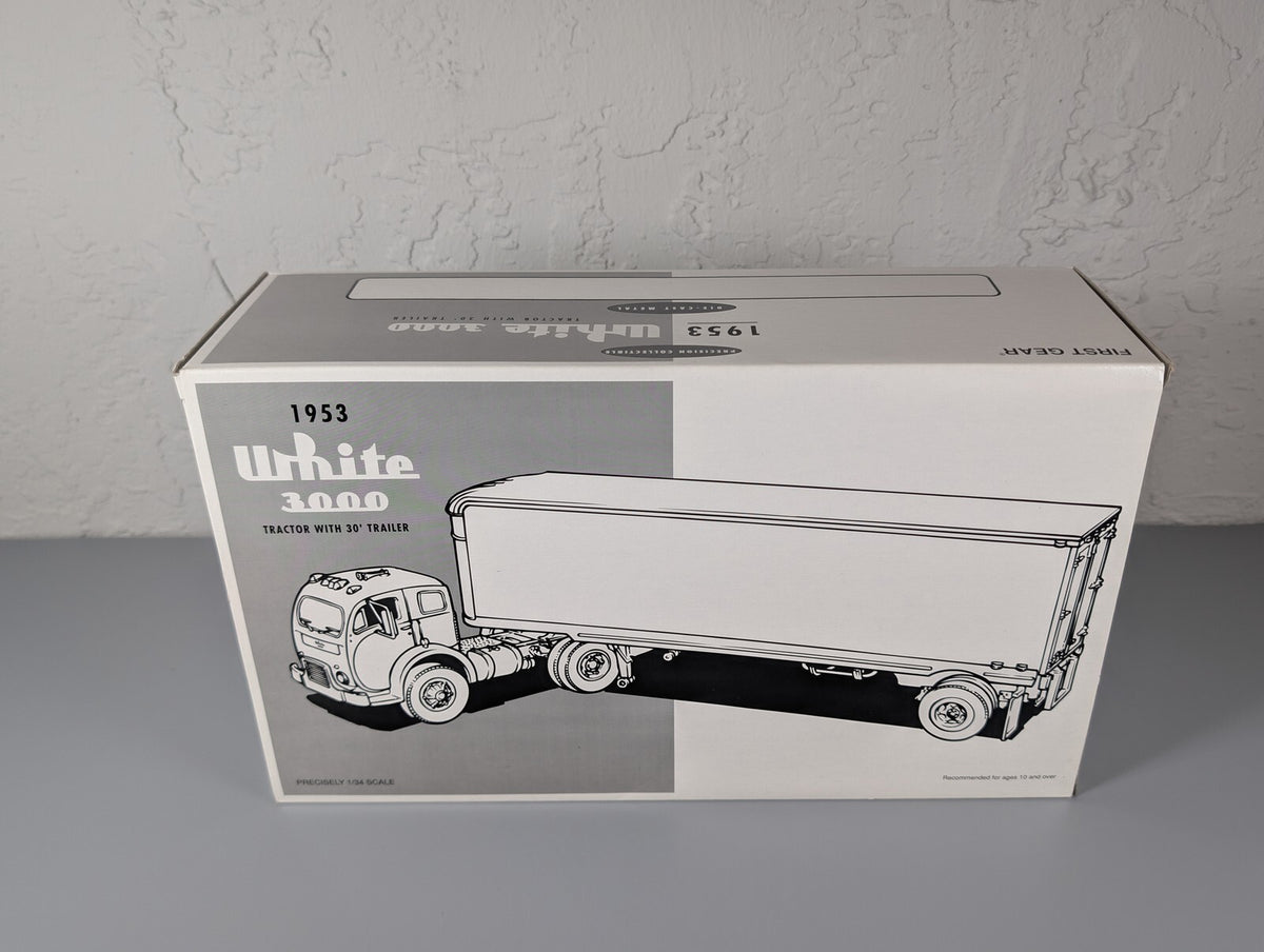 First Gear 1953 White 3000 Tractor 30' Trailer Atlas Van Lines 1:34 Diecast NIB
