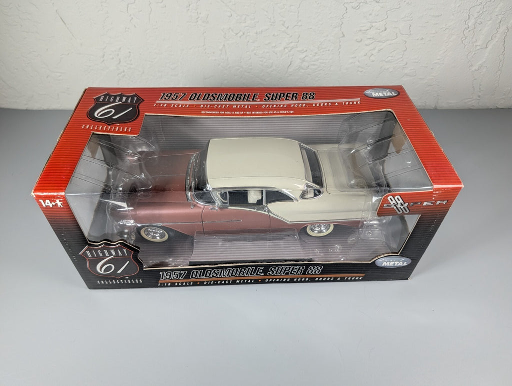Highway 61 1957 Oldsmobile Super 88 1:18 Diecast Rose/Cream #50446 NIB