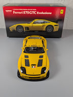 Kyosho 1:18 Ferrari 575 GTC Evoluzione Yellow 08392C Diecast Race Car with Box