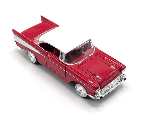 MotorMax 1957 Chevy Bel Air 1:24 Diecast Red/White 73200 Opening Hood/Doors