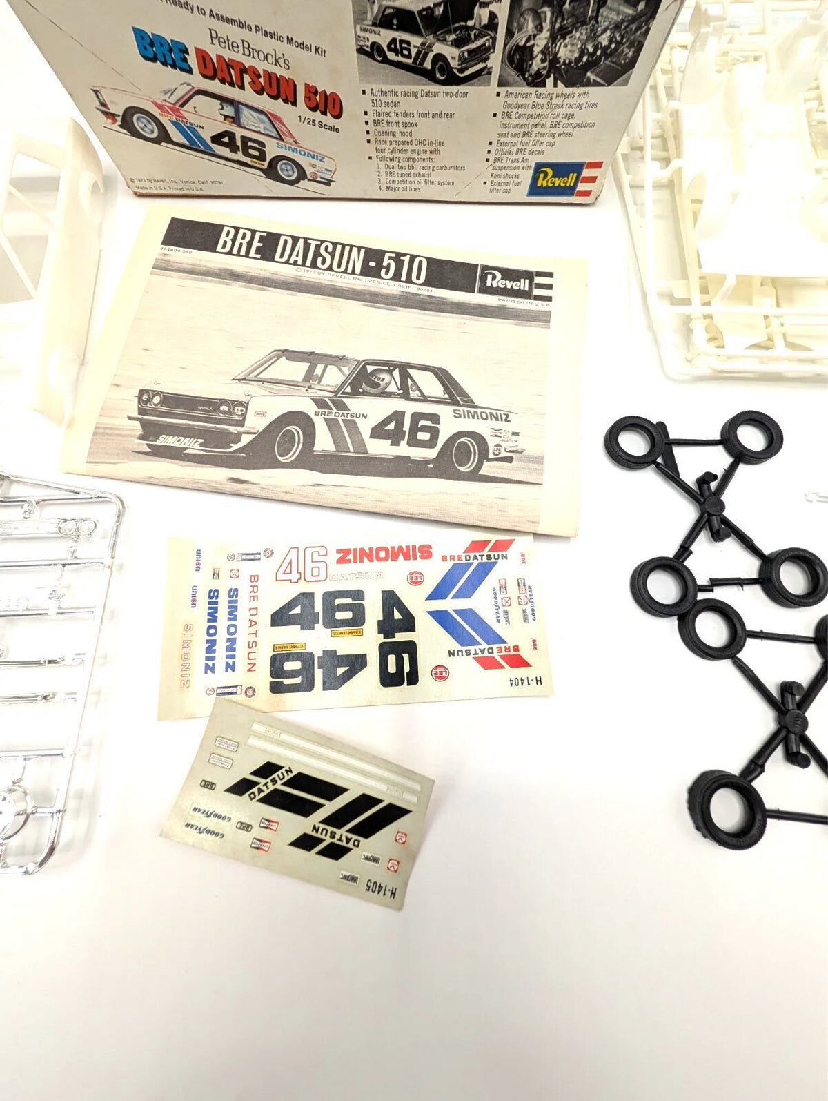 Vintage 1973 Revell H-1404 Pete Brock BRE Datsun 510 1/25 Model Kit Complete