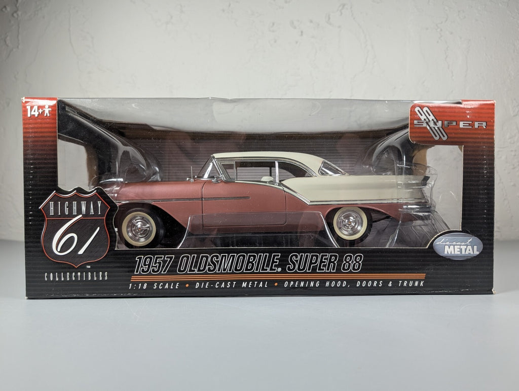Highway 61 1957 Oldsmobile Super 88 1:18 Diecast Rose/Cream #50446 NIB