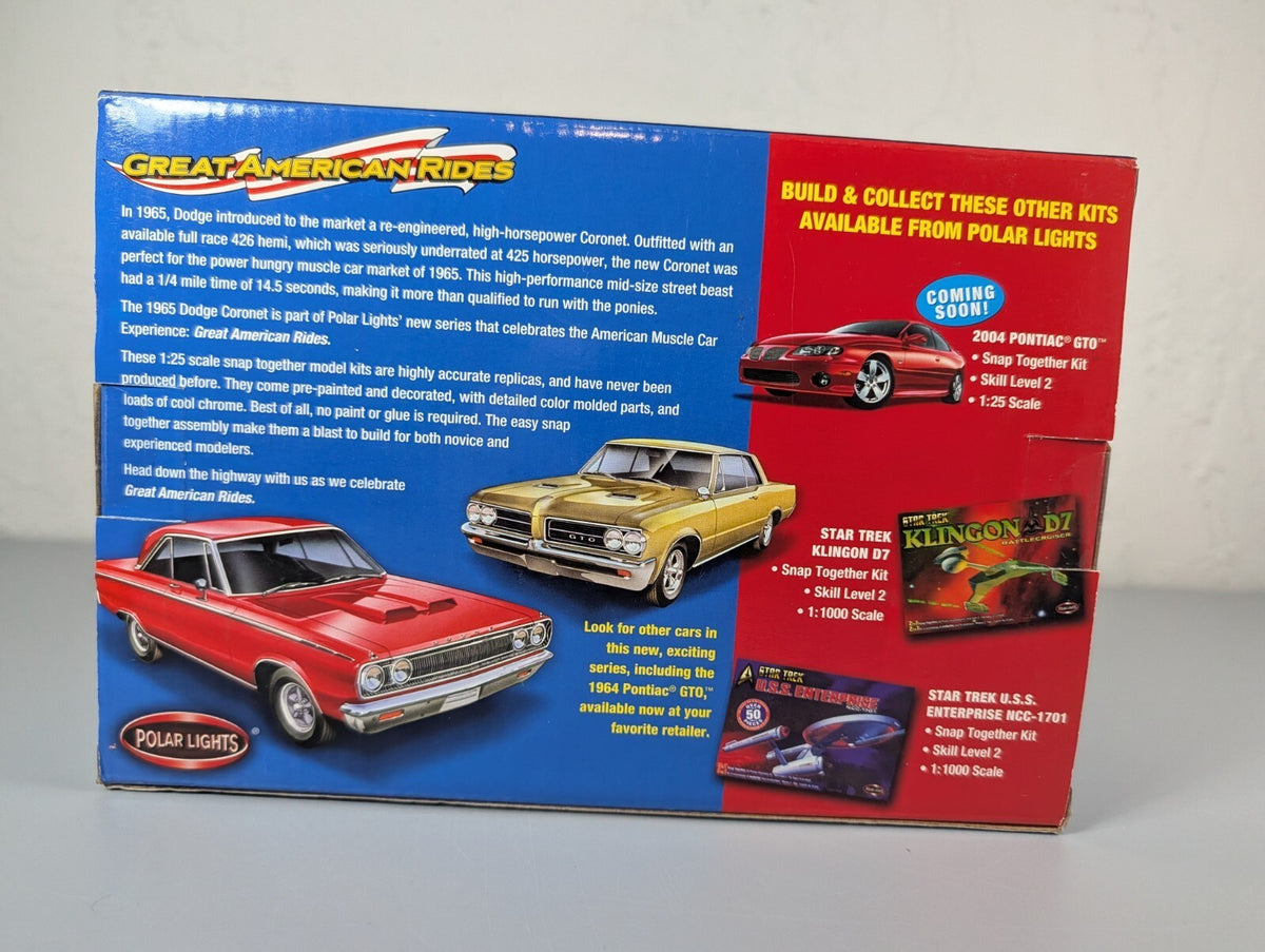 Polar Lights 1965 Dodge Coronet 500 1:25 Snap Model Kit Pre-Painted Unbuilt