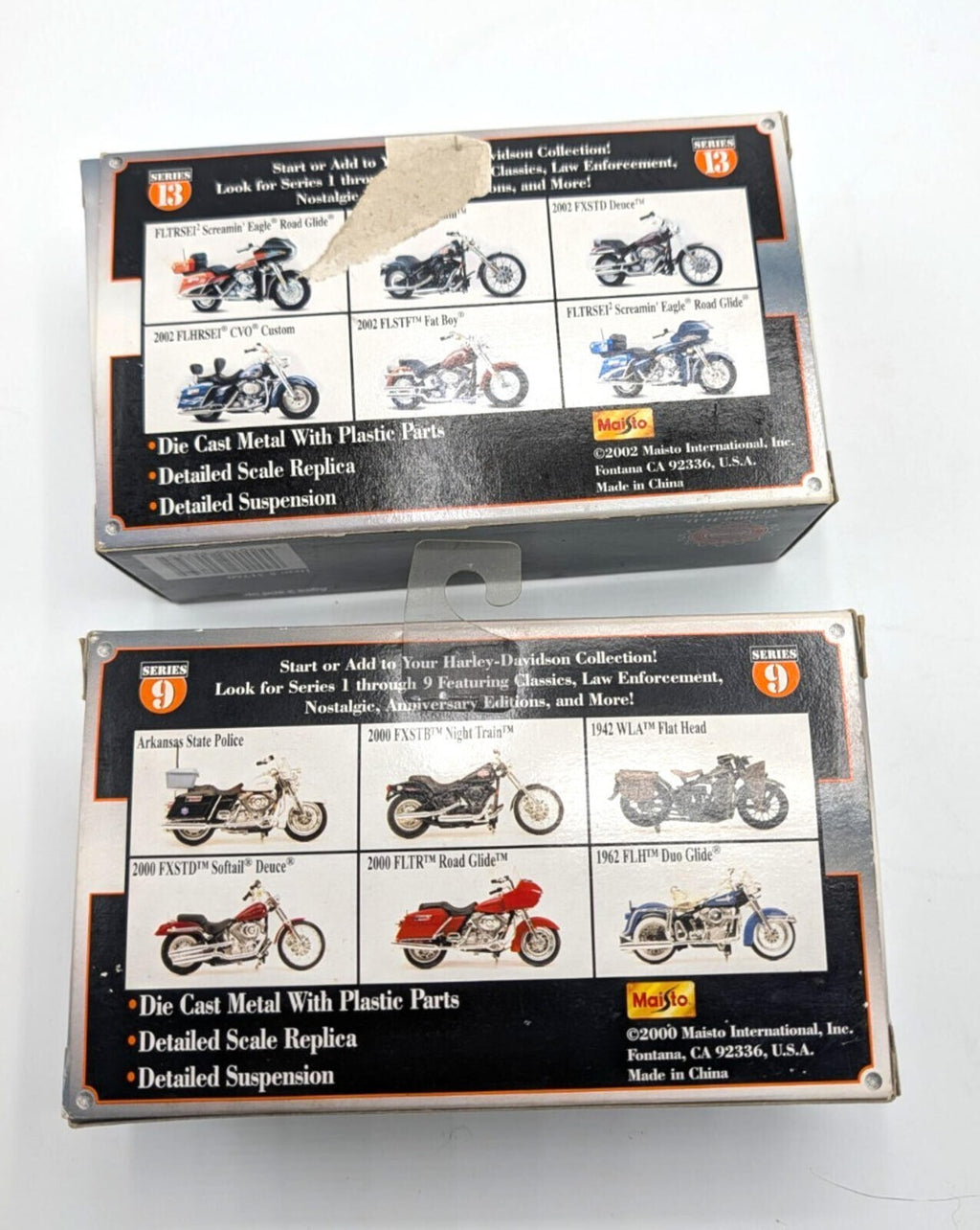 Lot of 2 Maisto Harley-Davidson 1:18 Series 9 Arkansas & Series 13 Fat Boy