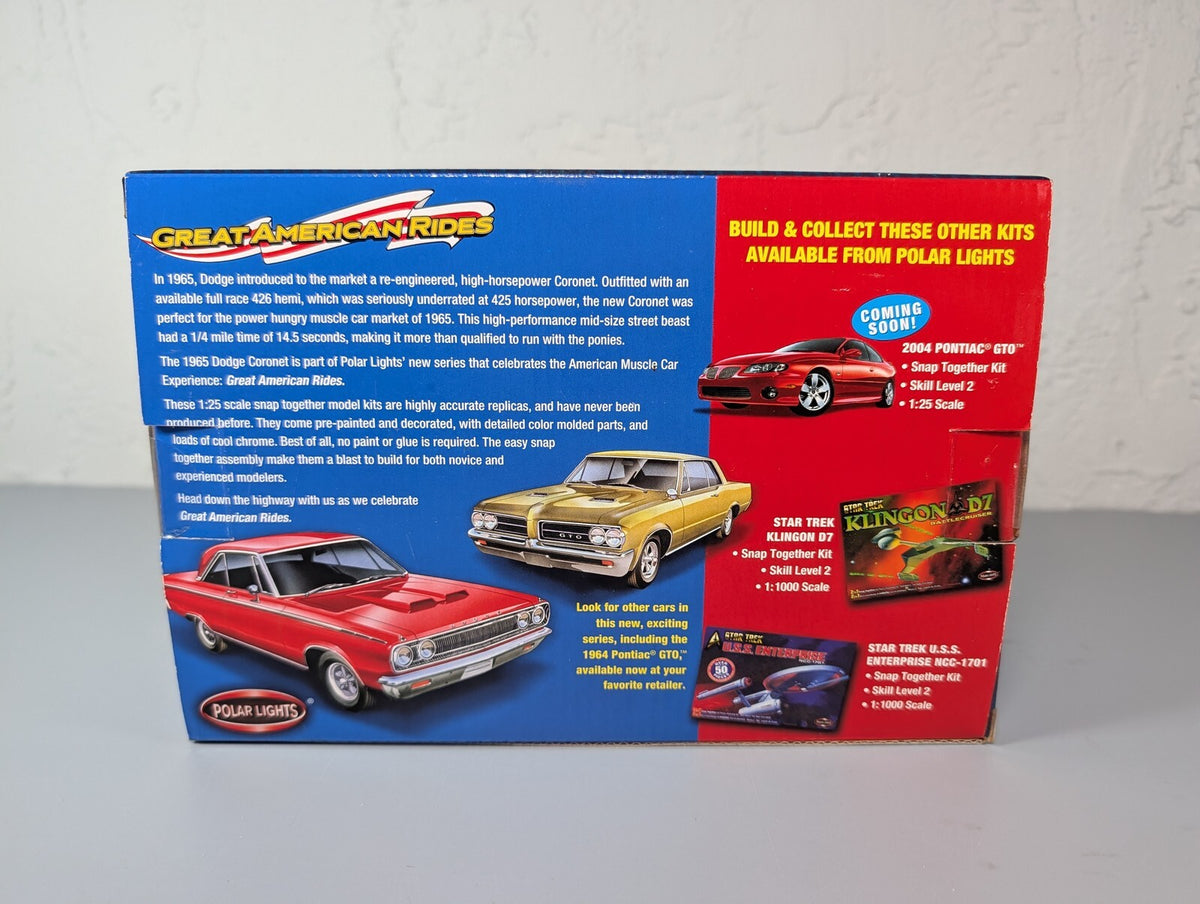 Polar Lights 1965 Dodge Coronet 500 Black 1:25 Snap Kit Great American Rides