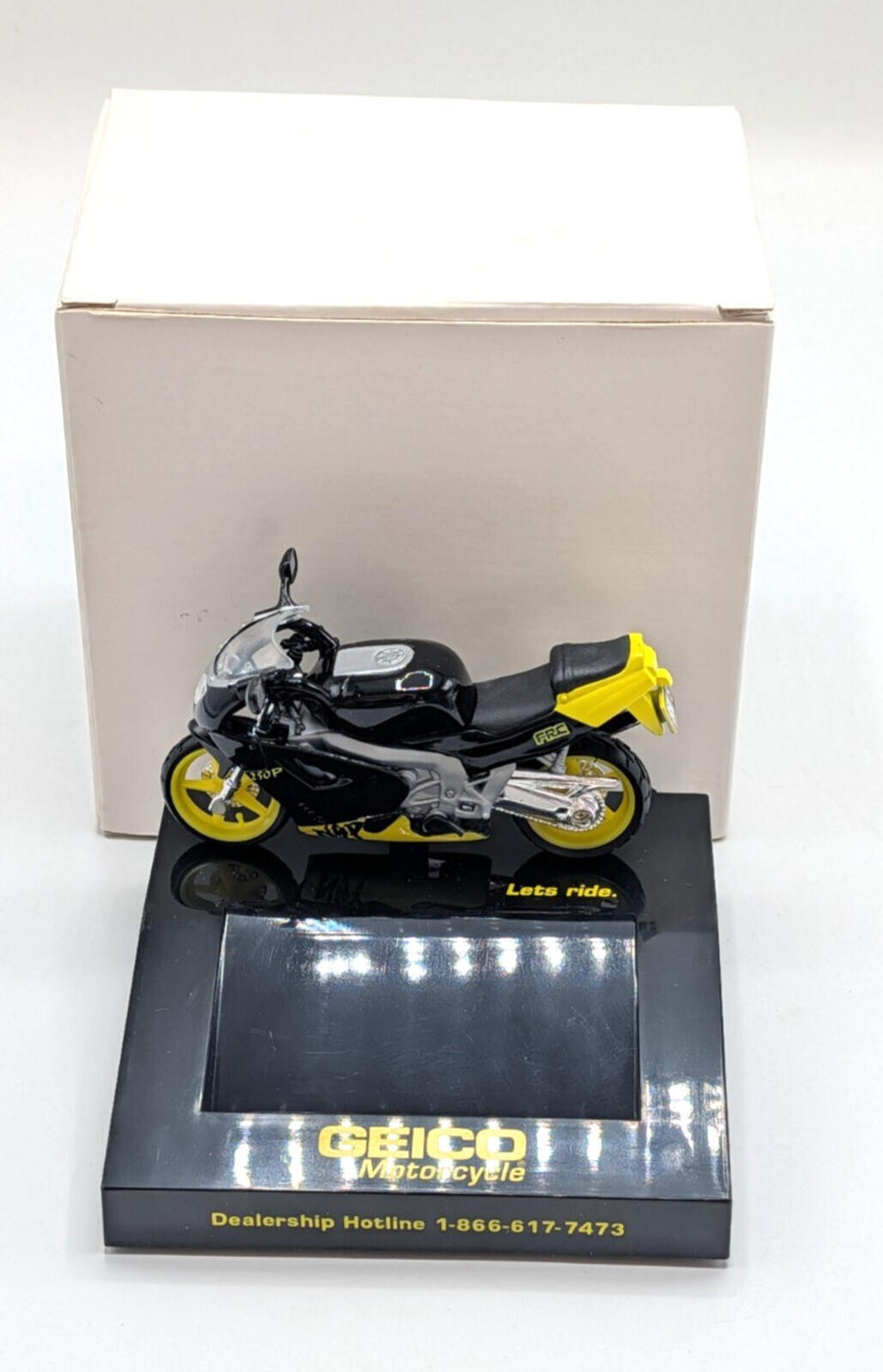 GEICO Motorcycle Promotional Sport Bike Diecast - Black & Yellow 250P FRC