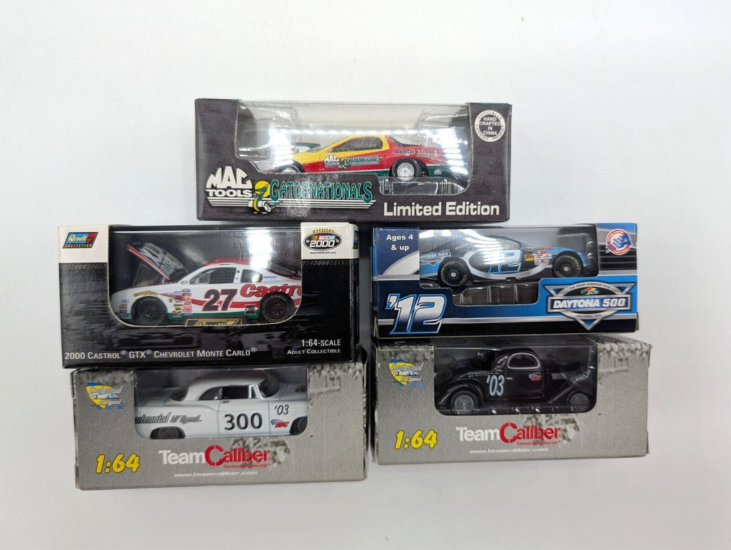 Lot of 5 1:64 Nascar & Drag Racing Diecast Cars Revell, Team Caliber Mac Tools