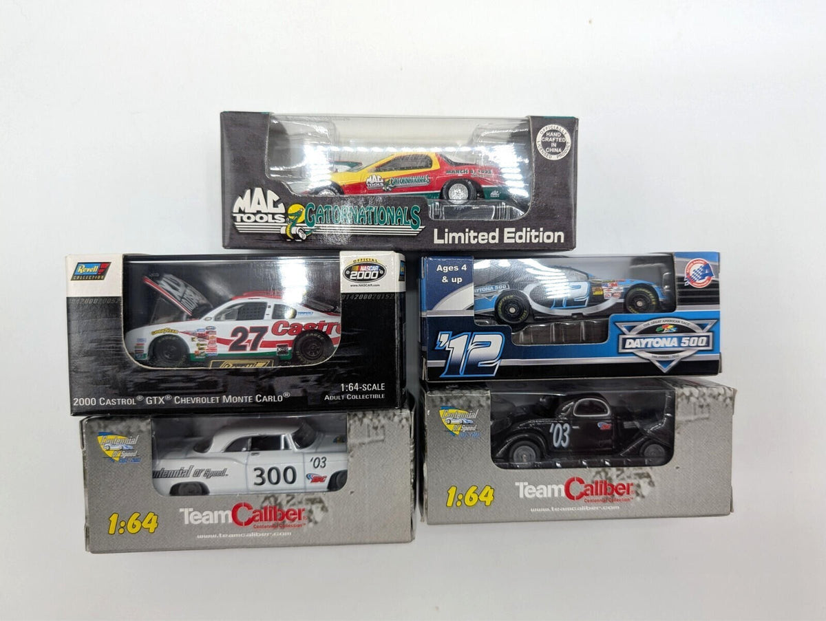 Lot of 5 1:64 Nascar & Drag Racing Diecast Cars Revell, Team Caliber Mac Tools