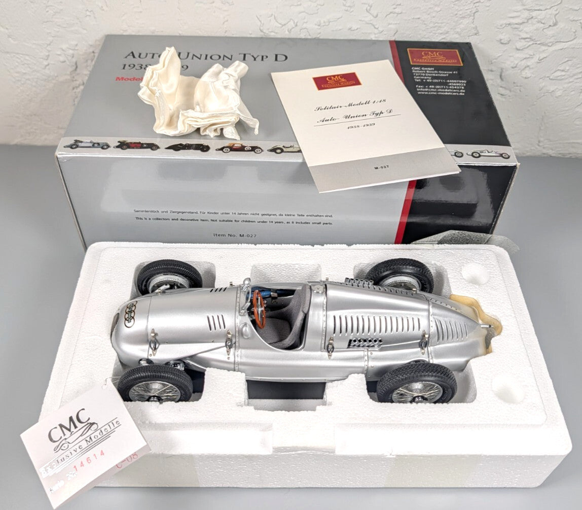 CMC 1:18 Auto Union Type D 1938-1939 Silver Arrow Diecast M-027 #14614 Mint