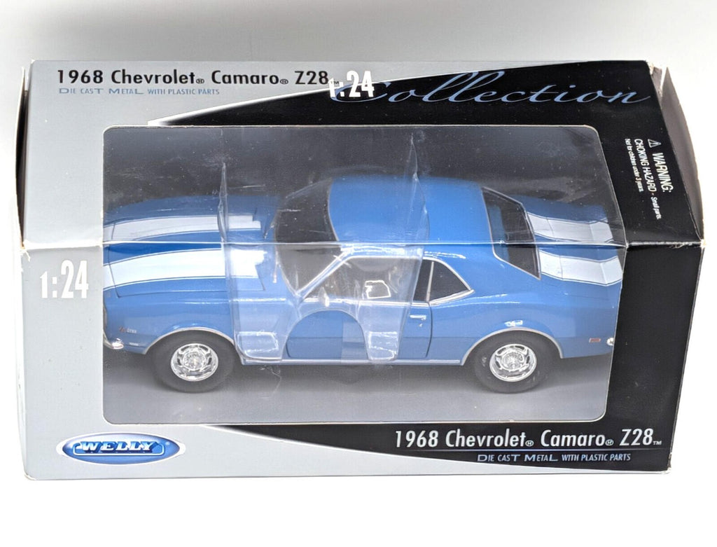 Welly 1968 Chevrolet Camaro Z28 Blue White Stripes 1:24 Diecast Model Car