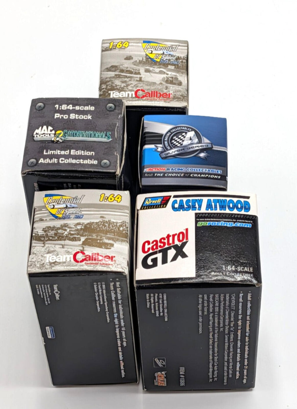Lot of 5 1:64 Nascar & Drag Racing Diecast Cars Revell, Team Caliber Mac Tools