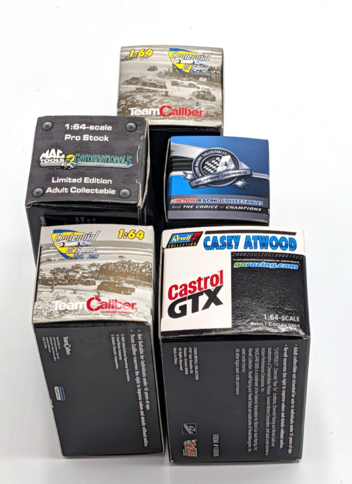 Lot of 5 1:64 Nascar & Drag Racing Diecast Cars Revell, Team Caliber Mac Tools