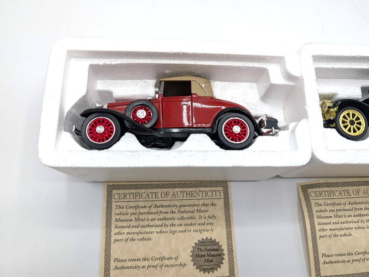 Lot of 3 National Motor Museum Mint Diecast Cars 1:32 Scale w/ COA Certificates