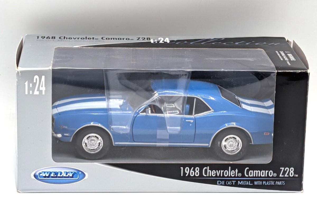 Welly 1968 Chevrolet Camaro Z28 Blue White Stripes 1:24 Diecast Model Car