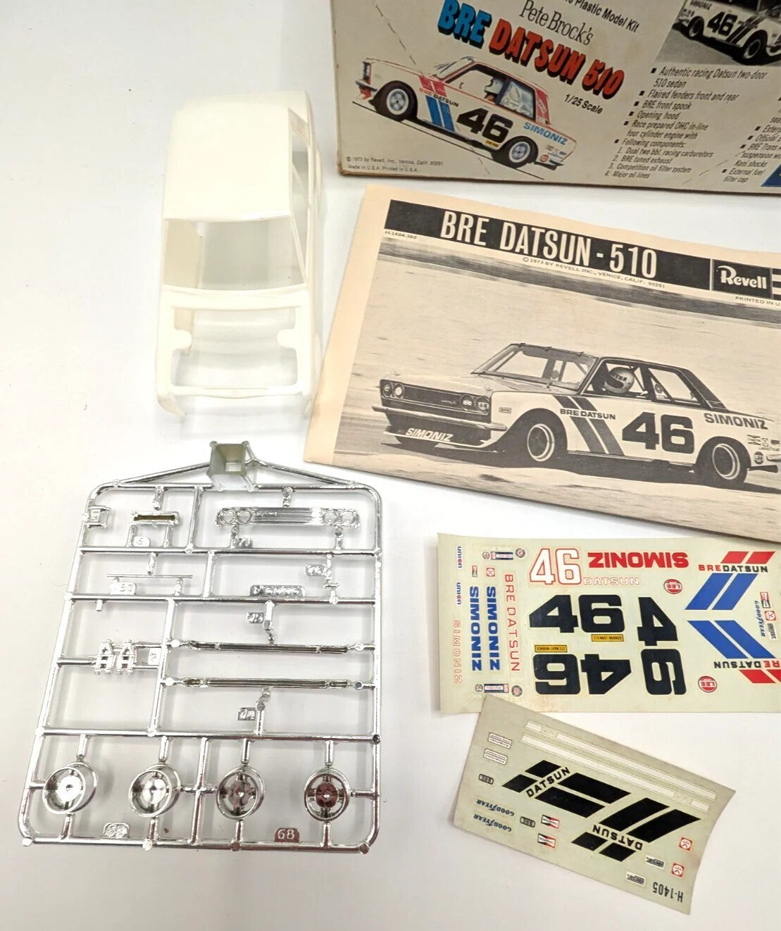 Vintage 1973 Revell H-1404 Pete Brock BRE Datsun 510 1/25 Model Kit Complete