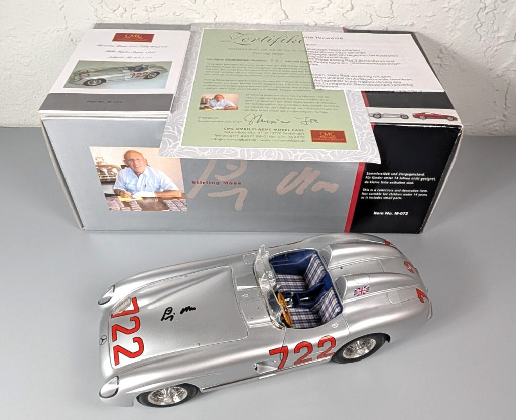 CMC 1:18 Mercedes-Benz 300 SLR 722 Signed Stirling Moss Mille Miglia  M-072 COA