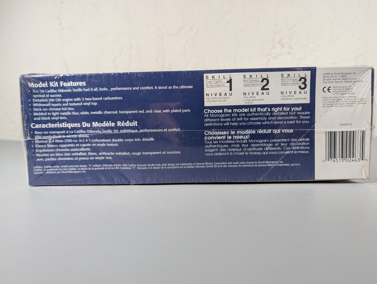 Monogram 2463 1959 Cadillac Eldorado Seville Blue 1/25 Model Kit Factory Sealed