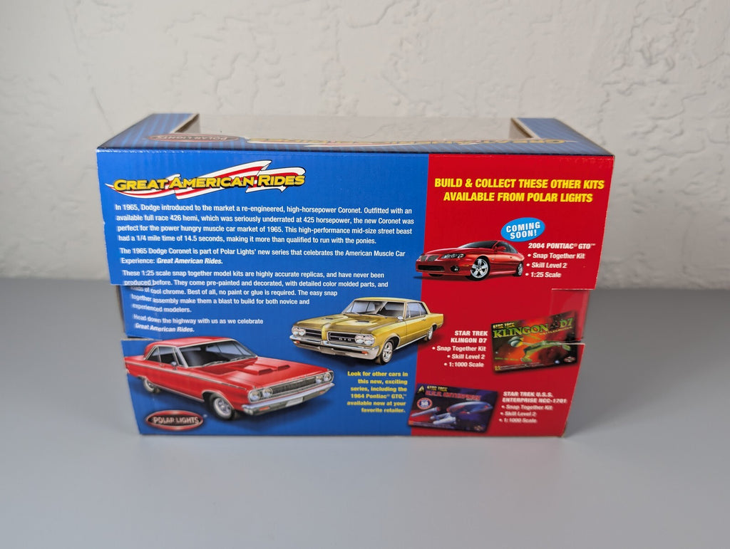 Polar Lights 1965 Dodge Coronet 500 1:25 Snap Model Kit Great American Rides NIB