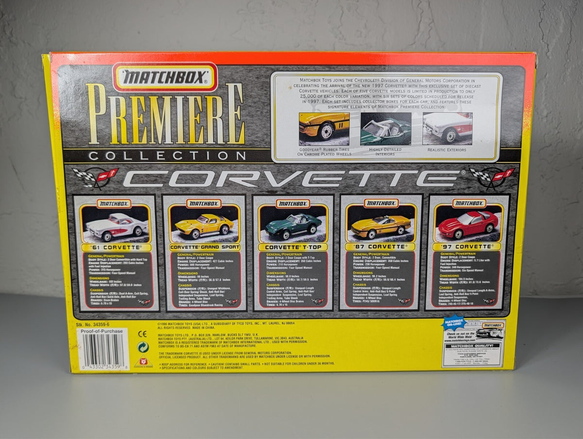 Matchbox Premiere Collection Corvette 5-Car Set Sealed 34359-6 1996
