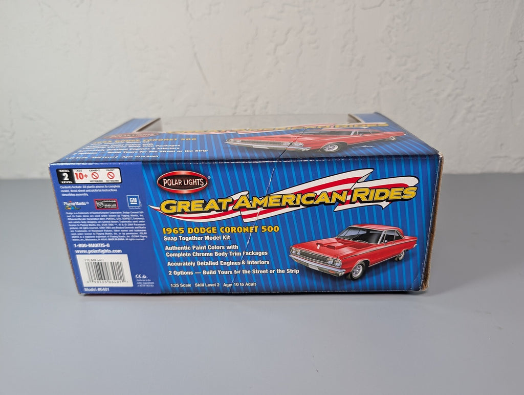 Polar Lights 1965 Dodge Coronet 500 Red 1:25 Snap Kit Great American Rides