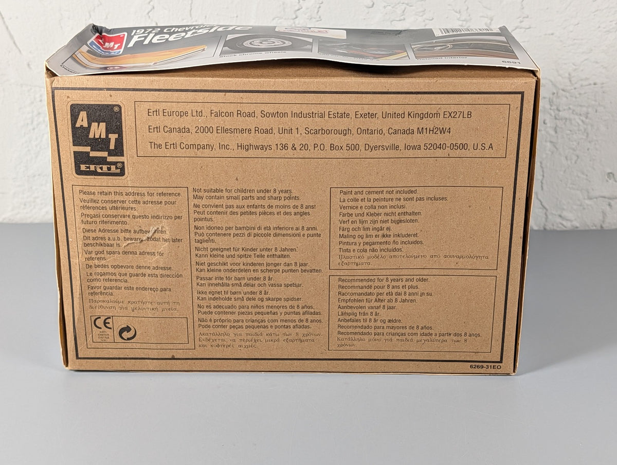 AMT Ertl 1972 Chevrolet Fleetside Pickup 1/25 Model Kit 6691 New Unbuilt